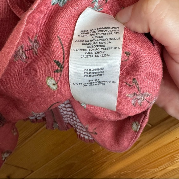 Floral Ruffle Linen Trim Top in Pink Size XS - Picture 5 of 5